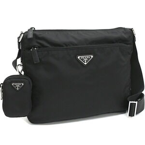 Prada Vela Crossbody Shoulder Bag nylon black triangle logo plate